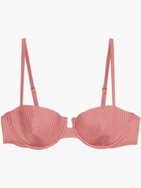 NWT Onia ‘Dalia Ribbed Underwired Bikini Top’ in “Antique Rose” Size XS